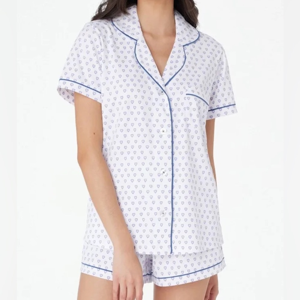 Roller Rabbit White and Purple Heart Print Pajama Set